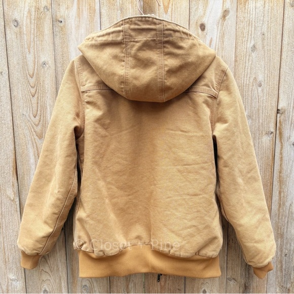 Carhartt Weathered Wildwood Jacket Tan Size Medium Hooded Sherpa Lined - Picture 4 of 8